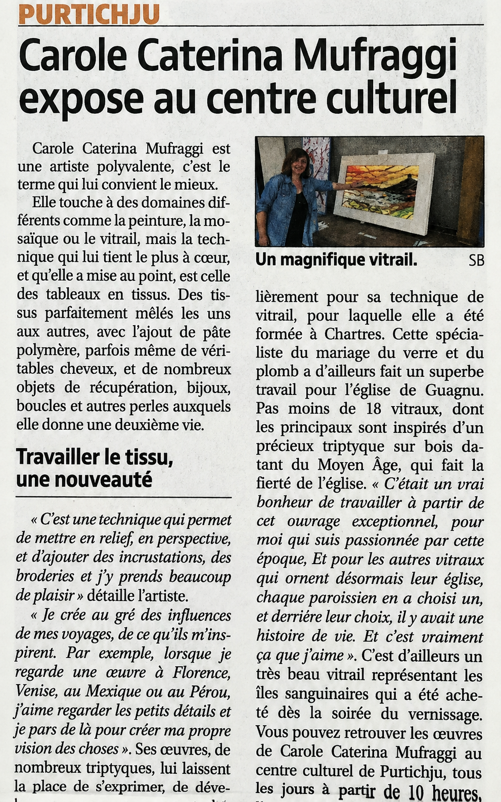 Article de presse dans le CORSE-MATIN du 10 Août 2022.