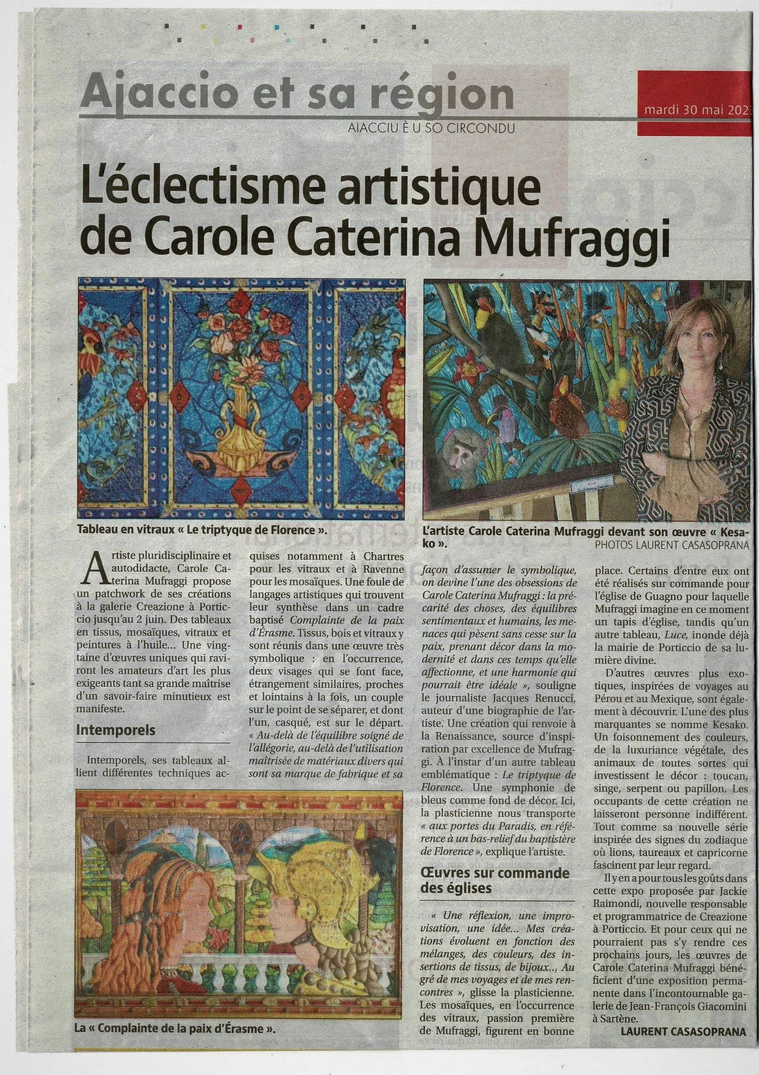 Article de presse CORSE-MATIN du 30/05/2023.