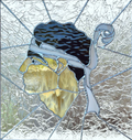 Tete de maure 54x51 Bouquet 60x56 Création vitrail tiffany