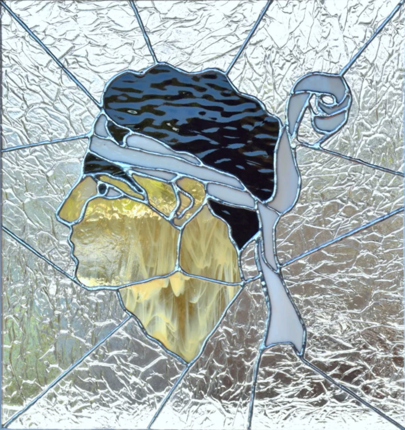 Tete de maure 54x51 Bouquet 60x56 Création vitrail tiffany